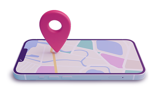 A NatChatt location share showing a pin on a map with the address translated for the recipient